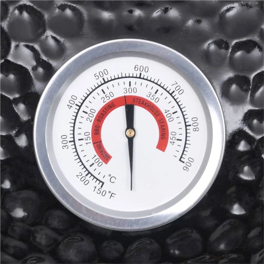 2-in-1 Kamado Barbecue Grill Smoker Ceramic 56 Cm Black - Image 3