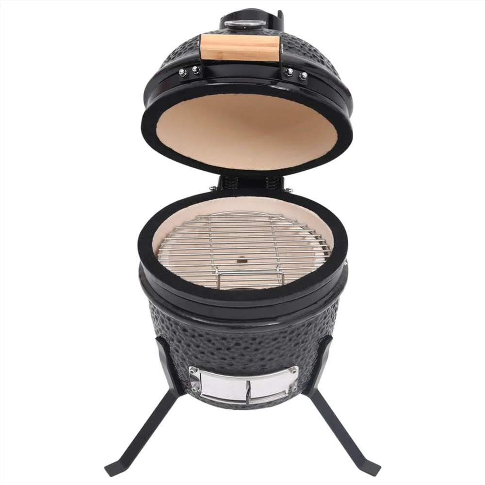 2-in-1 Kamado Barbecue Grill Smoker Ceramic 56 Cm Black - Image 4