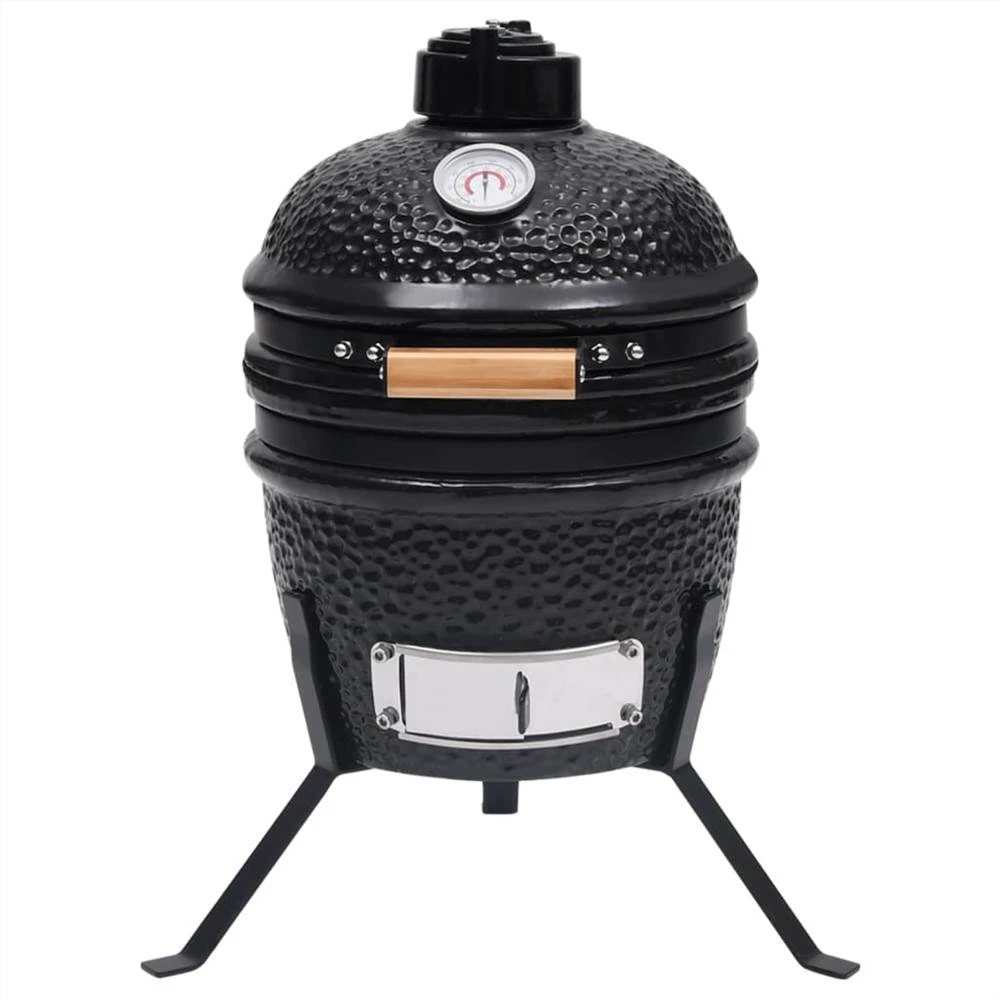 2-in-1 Kamado Barbecue Grill Smoker Ceramic 56 Cm Black - Image 5