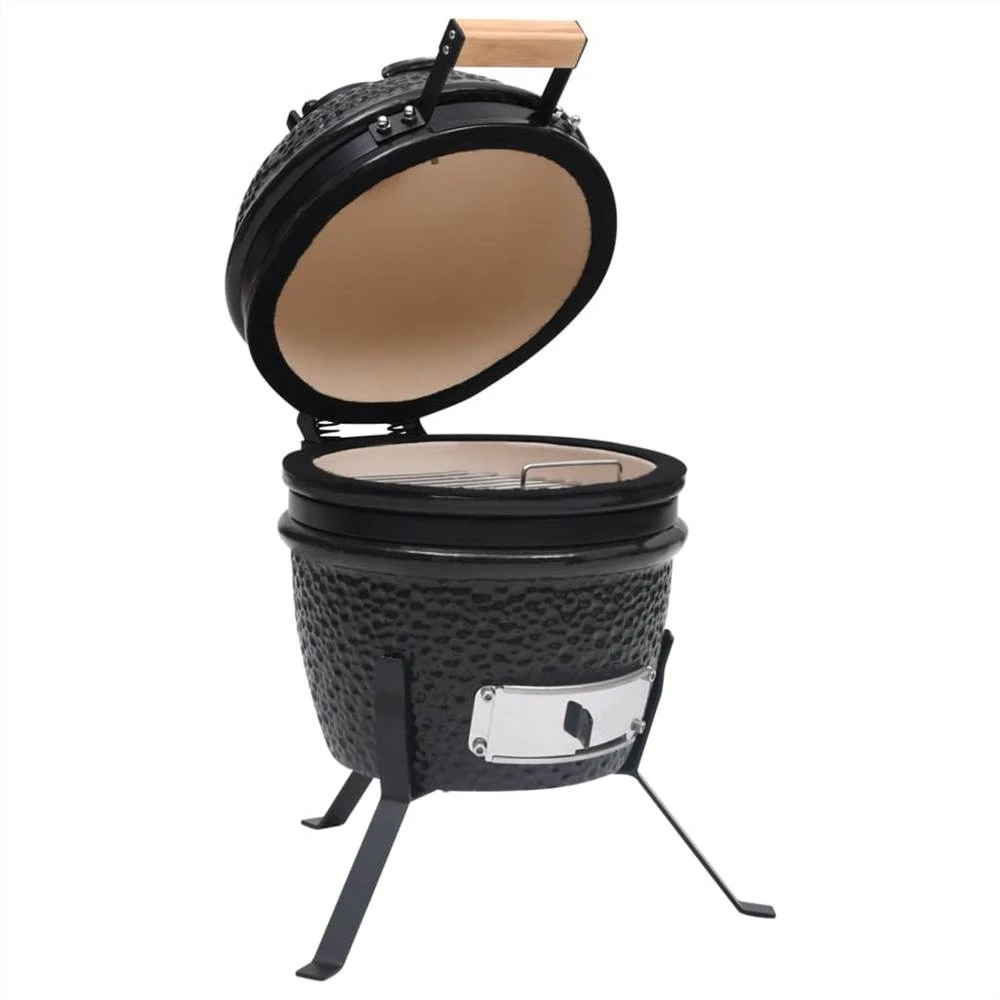 2-in-1 Kamado Barbecue Grill Smoker Ceramic 56 Cm Black - Image 6