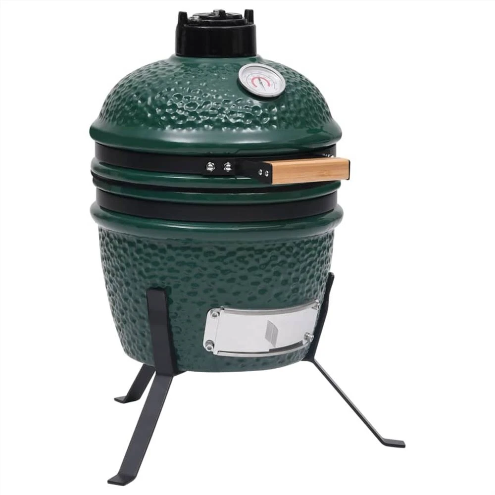 2-in-1 Kamado Barbecue Grill Smoker Ceramic 56 Cm Green