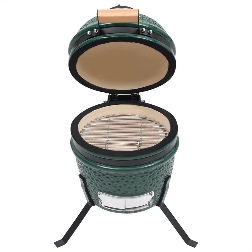 2-in-1 Kamado Barbecue Grill Smoker Ceramic 56 Cm Green - Image 4