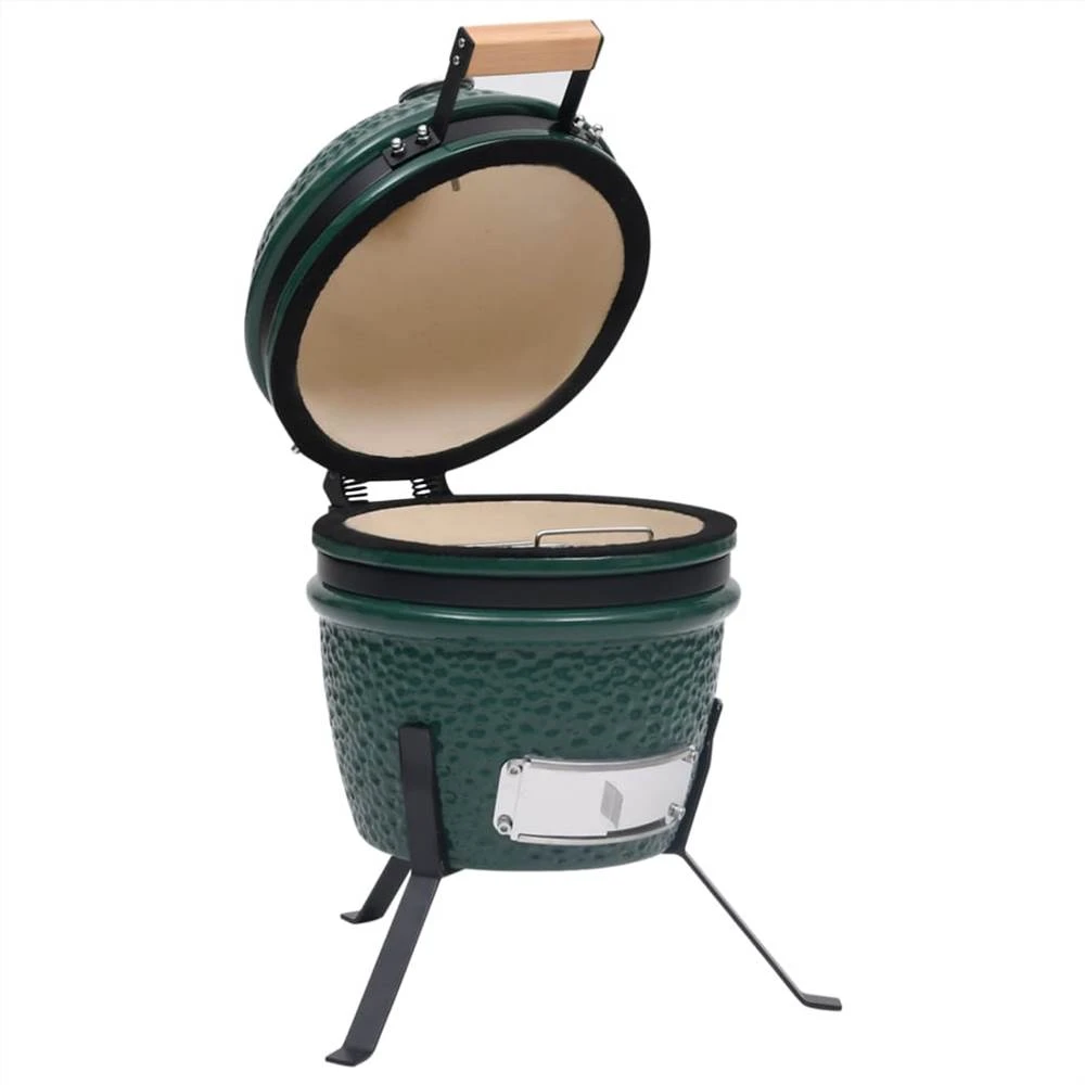 2-in-1 Kamado Barbecue Grill Smoker Ceramic 56 Cm Green - Image 6