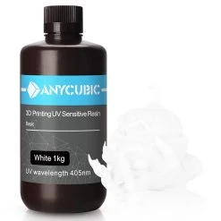 Anycubic 1kg 3D Printer Resin Filament, 405nm UV Plant-Based Rapid Resin, High Precision, Quick Curing,White
