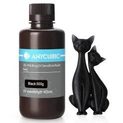 Anycubic 500g 3D Printer Resin Filament, 405nm UV Plant-Based Rapid Resin, High Precision, Quick Curing, Transparent Black