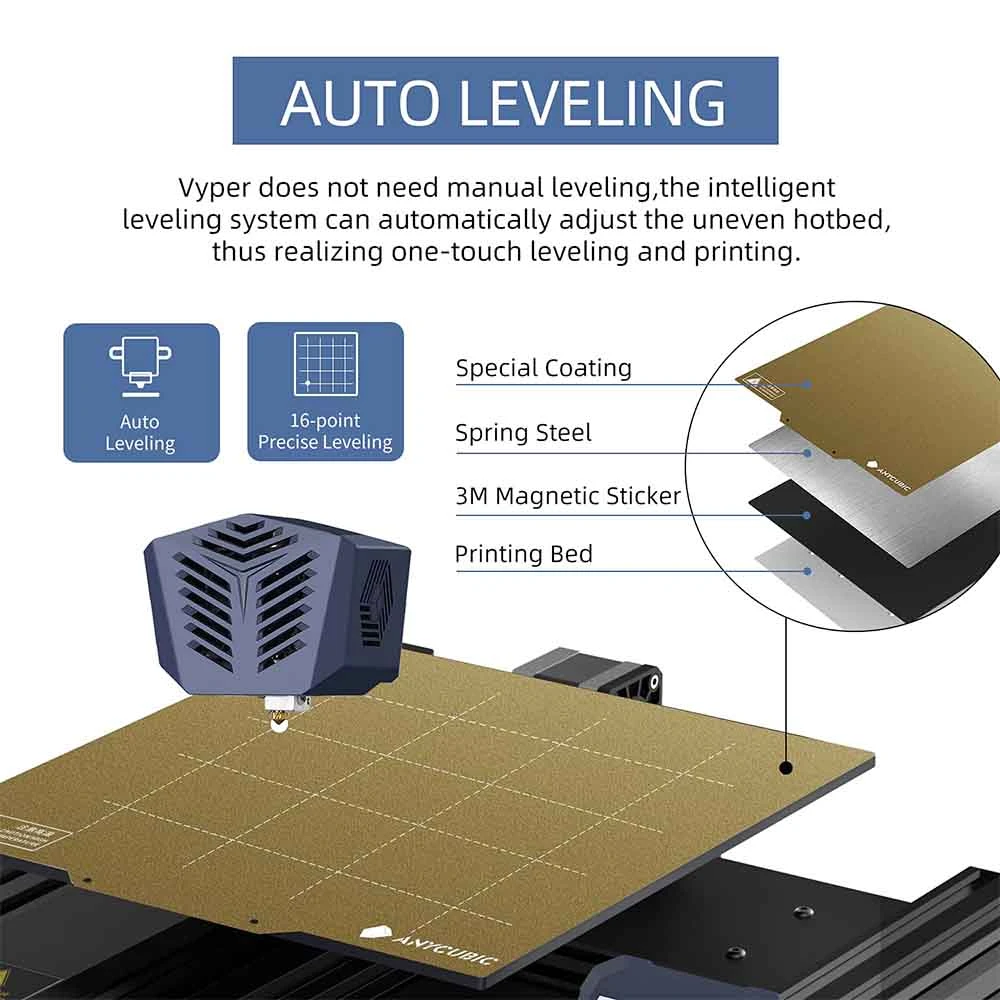 Anycubic Vyper 3D Printer, Auto Leveling, Stepper Drivers, 4.3" Display, 245x245x260mm - Image 4