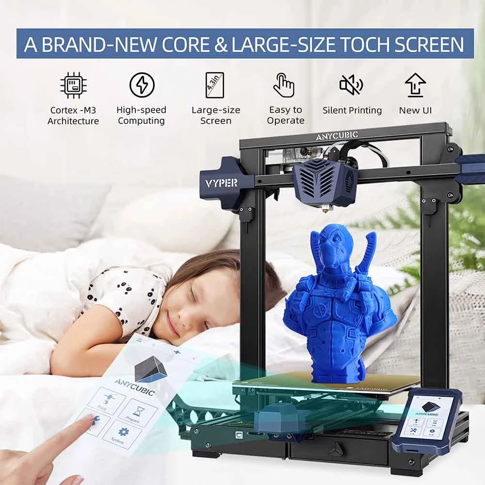 Anycubic Vyper 3D Printer, Auto Leveling, Stepper Drivers, 4.3" Display, 245x245x260mm - Image 5