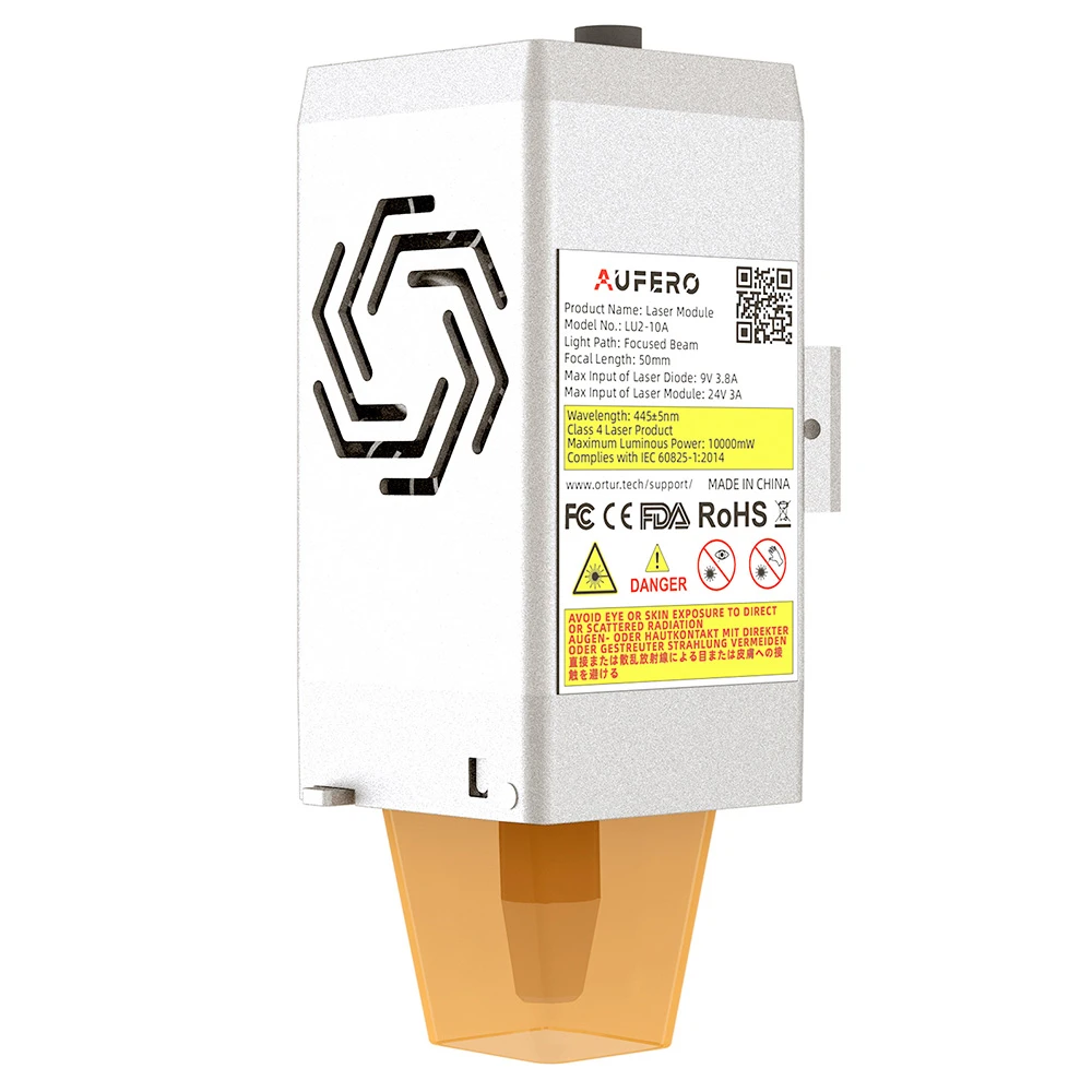 Aufero LU2-10A 10W Laser Module, 0.07* 0.06mm Compressed Spot, Fixed Focus, Built-in Air Assist Interface, 15000mm/min - Image 3