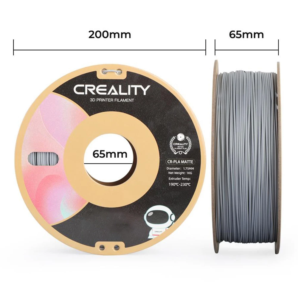 Creality CR 1.75mm Matte PLA 3D Printing Filament 1KG Matte Grey - Image 2