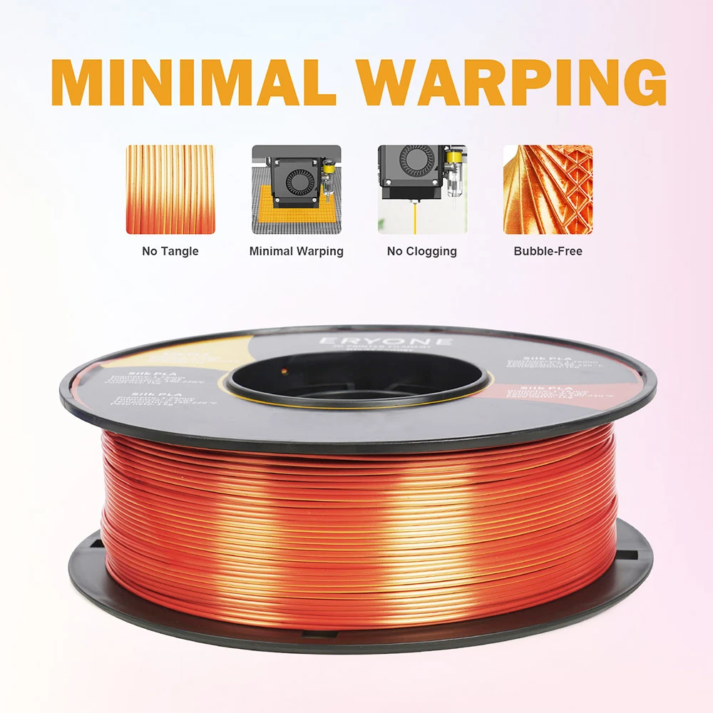 ERYONE Dual Color Silk PLA Filament For 3D Printers, 1.75mm Tolerance +/- 0.03mm, 1kg (2.2LBS)/Spool - Gold And Copper - Image 2