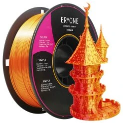 ERYONE Dual Color Silk PLA Filament For 3D Printers, 1.75mm Tolerance +/- 0.03mm, 1kg (2.2LBS)/Spool - Gold And Red