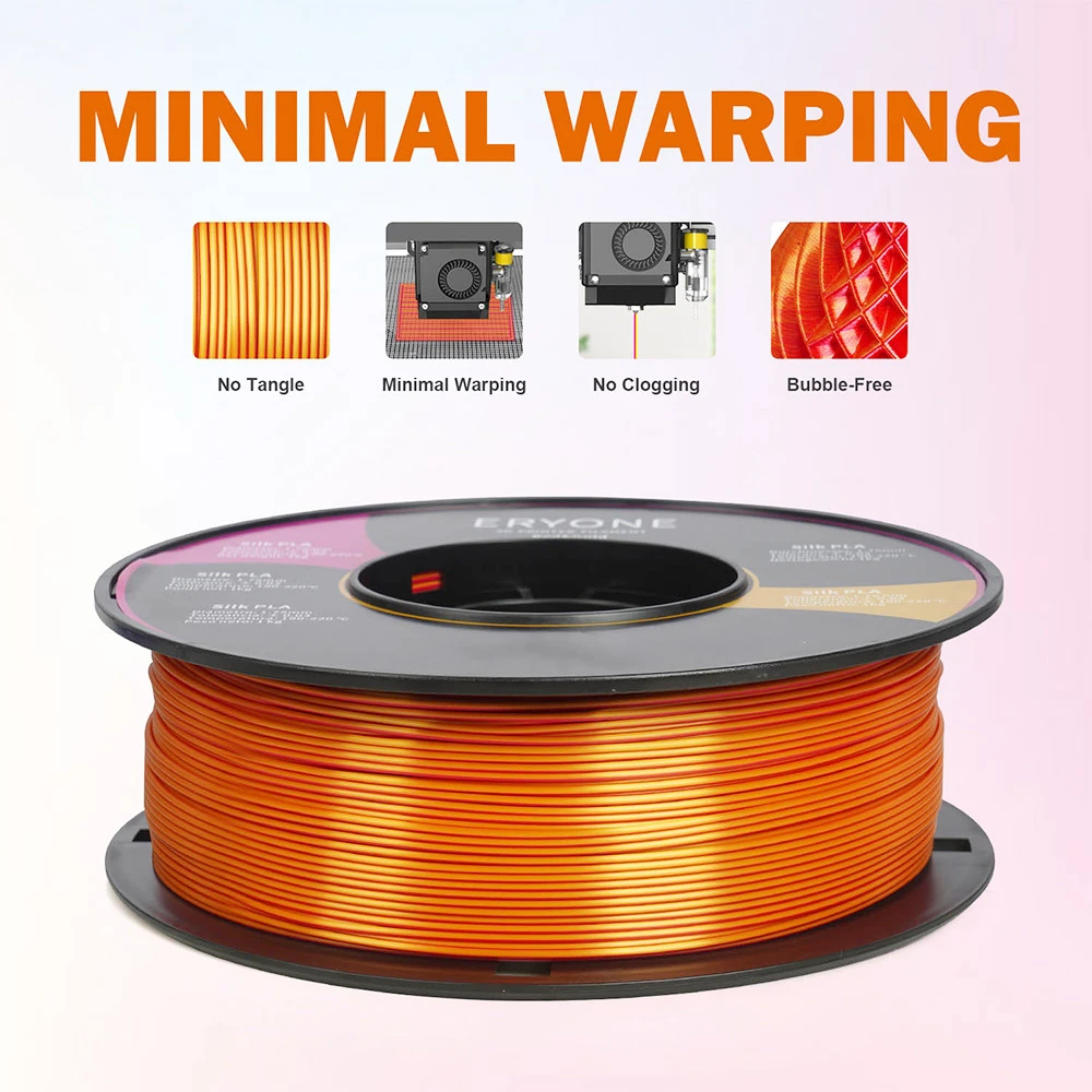 ERYONE Dual Color Silk PLA Filament For 3D Printers, 1.75mm Tolerance +/- 0.03mm, 1kg (2.2LBS)/Spool - Gold And Red - Image 2