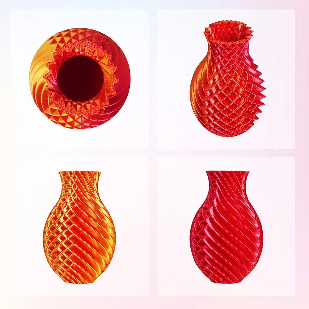 ERYONE Dual Color Silk PLA Filament For 3D Printers, 1.75mm Tolerance +/- 0.03mm, 1kg (2.2LBS)/Spool - Gold And Red - Image 3