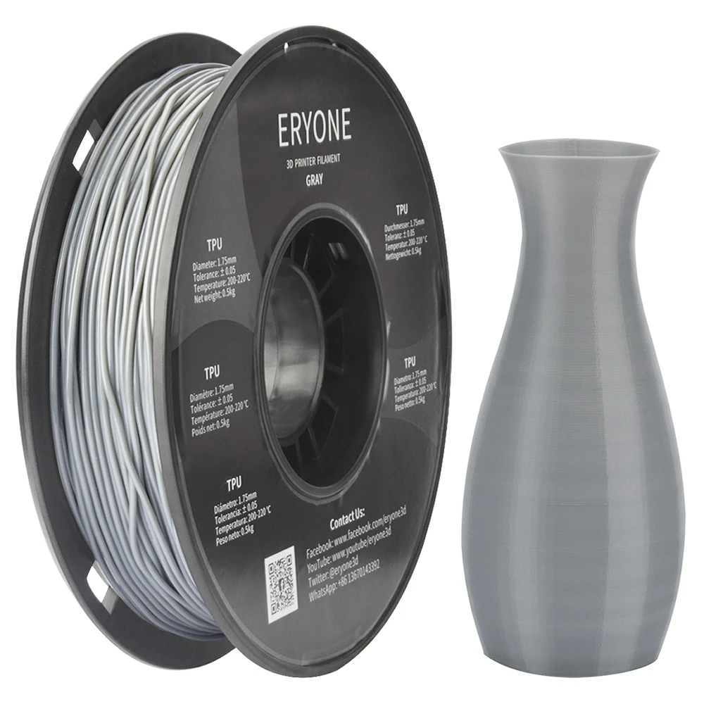ERYONE TPU Filament For 3D Printer 1.75mm Tolerance 0.03mm 0.5kg (1.1 LB) / Spool - Grey