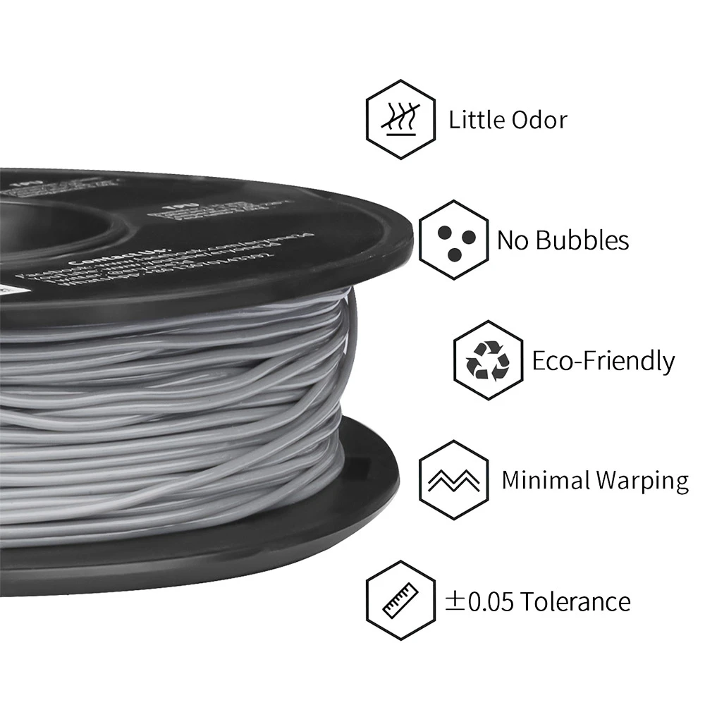 ERYONE TPU Filament For 3D Printer 1.75mm Tolerance 0.03mm 0.5kg (1.1 LB) / Spool - Grey - Image 3