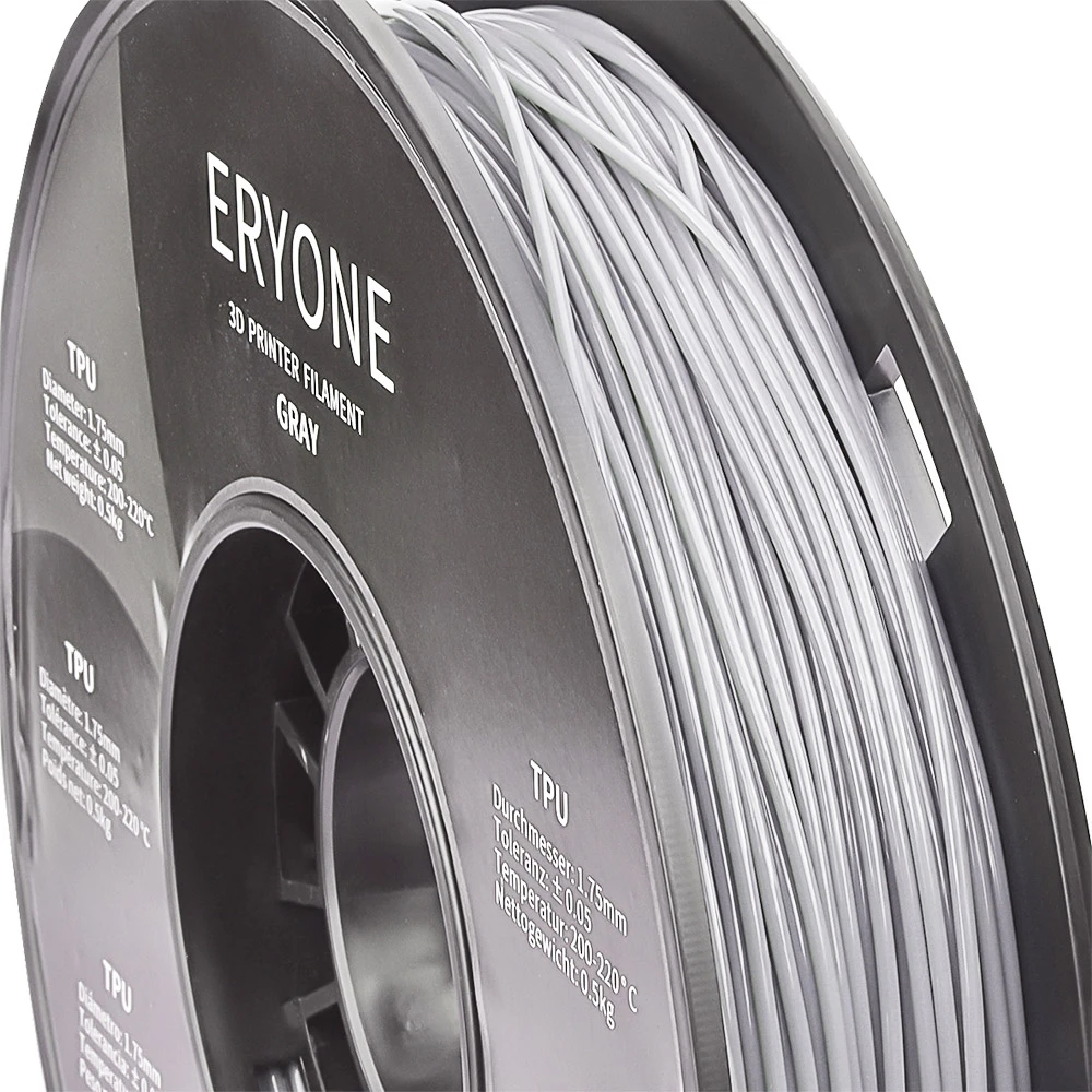 ERYONE TPU Filament For 3D Printer 1.75mm Tolerance 0.03mm 0.5kg (1.1 LB) / Spool - Grey - Image 4