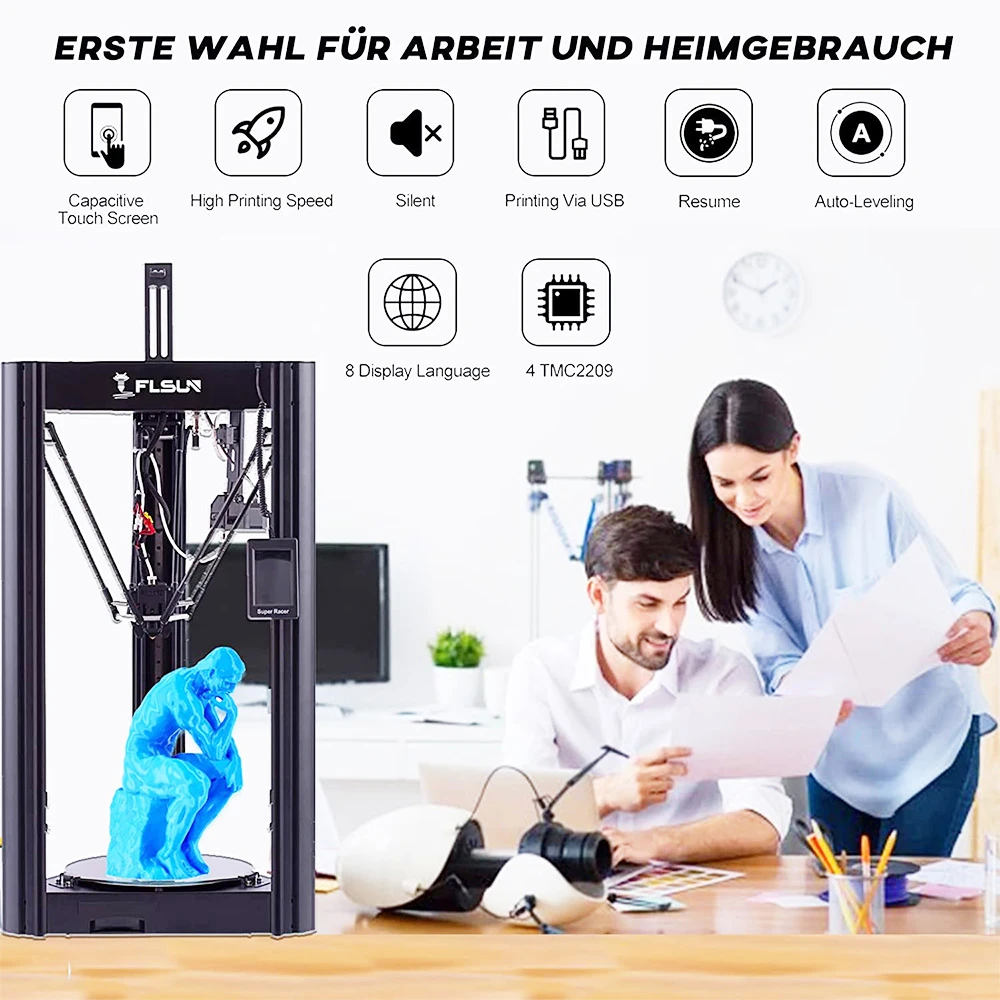 FLSUN SR 3D Printer, Pre-assembled, Dual Drive Extruder, Auto Levelling, 150mm/s-200mm/s Fast Printing, Capacitive Touch Screen, 260mm X330mm - Image 2