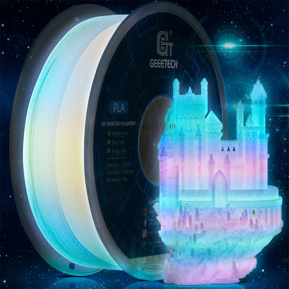 Geeetech Luminous PLA Filament For 3D Printer, 1.75mm Dimensional Accuracy +/- 0.03mm 1kg Spool (2.2 Lbs) - Multicolor - Image 2