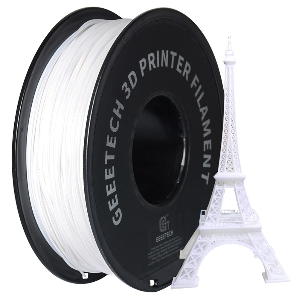 Geeetech PLA Filament For 3D Printer, 1.75mm Dimensional Accuracy +/- 0.03mm 1kg Spool (2.2 Lbs) - White