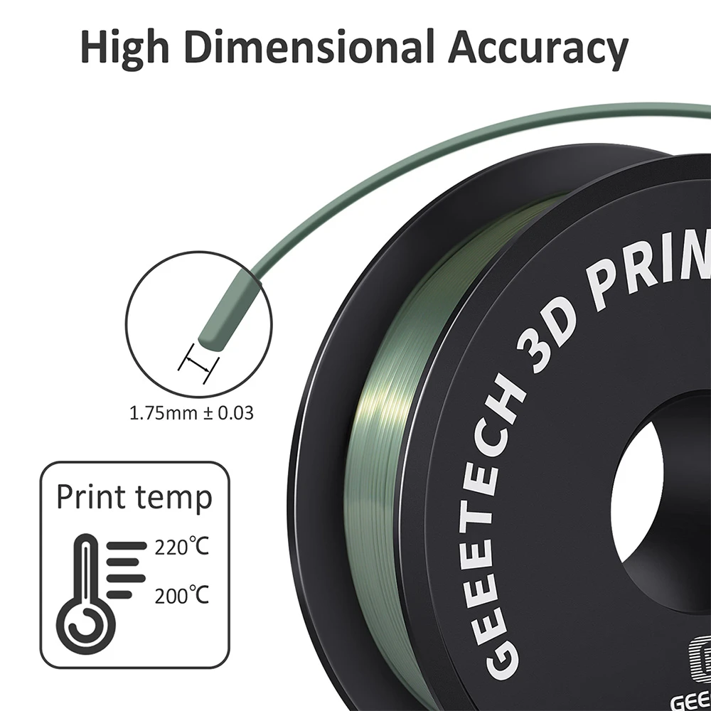 Geeetech Silk PLA Filament For 3D Printer, 1.75mm Dimensional Accuracy +/- 0.03mm 1kg Spool (2.2 Lbs) - Bronze - Image 5