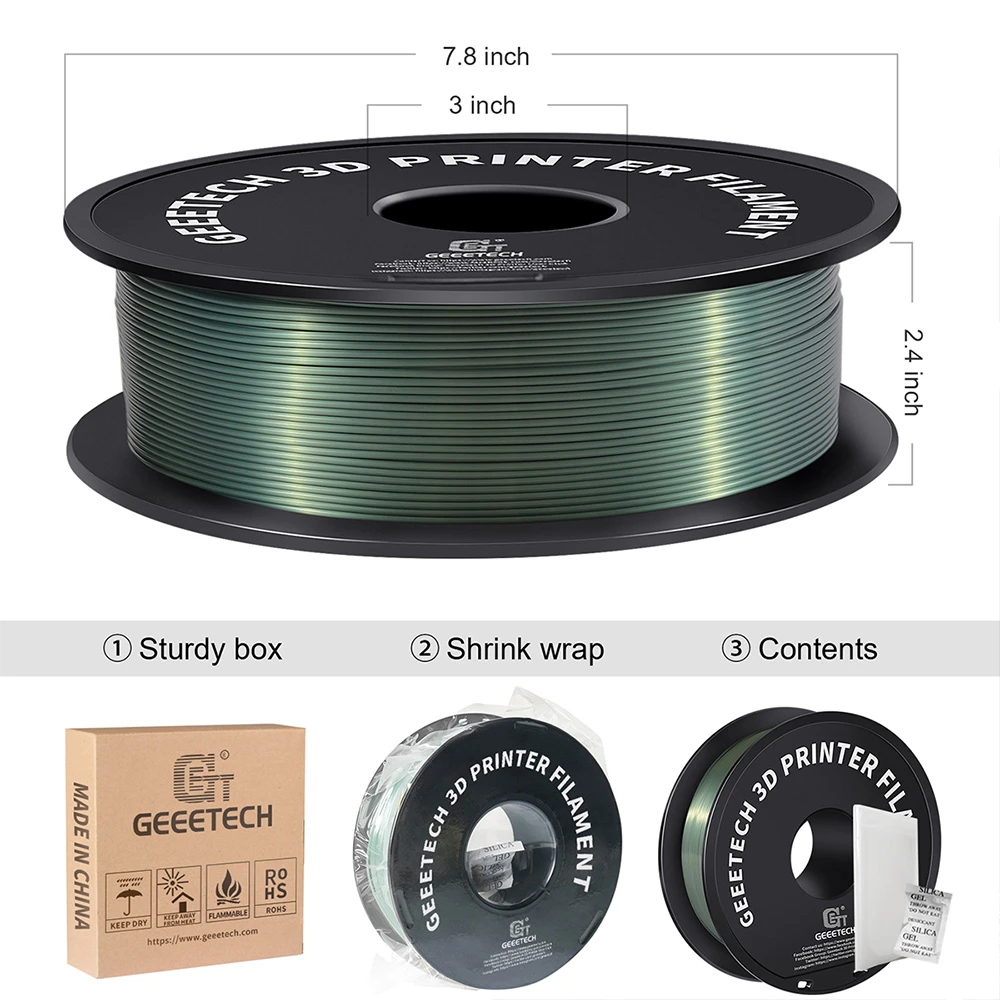 Geeetech Silk PLA Filament For 3D Printer, 1.75mm Dimensional Accuracy +/- 0.03mm 1kg Spool (2.2 Lbs) - Bronze - Image 6