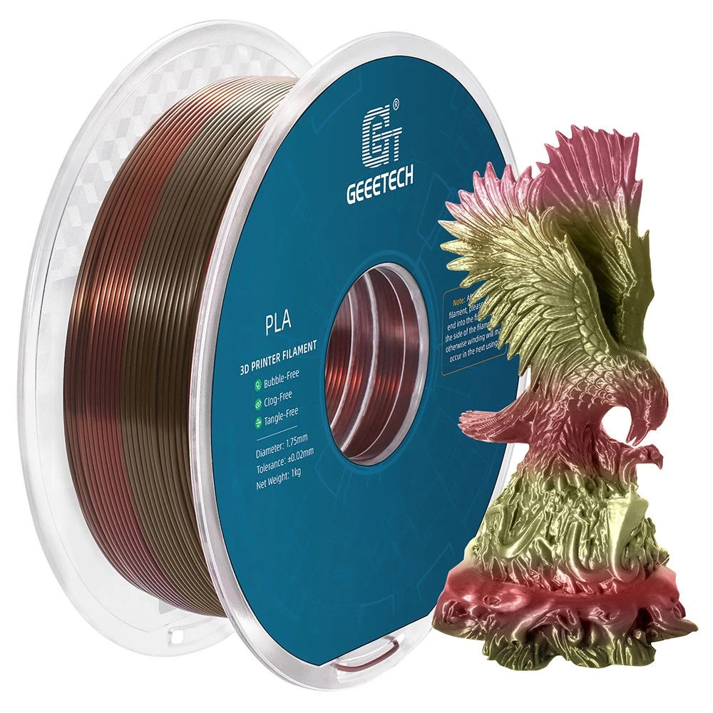 Geeetech Silk PLA Filament For 3D Printer, 1.75mm Dimensional Accuracy +/- 0.03mm 1kg Spool (2.2 Lbs) - Bronze Rainbow