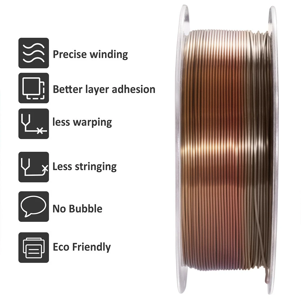 Geeetech Silk PLA Filament For 3D Printer, 1.75mm Dimensional Accuracy +/- 0.03mm 1kg Spool (2.2 Lbs) - Bronze Rainbow - Image 5