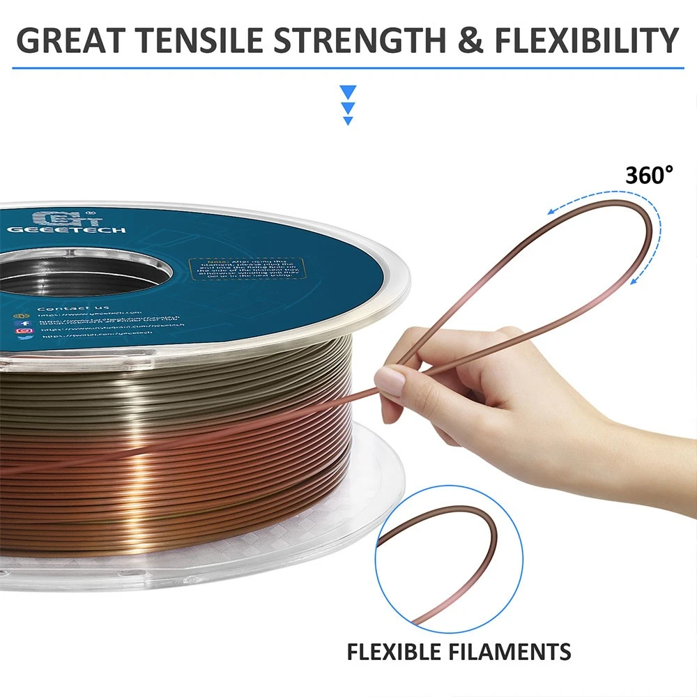 Geeetech Silk PLA Filament For 3D Printer, 1.75mm Dimensional Accuracy +/- 0.03mm 1kg Spool (2.2 Lbs) - Bronze Rainbow - Image 6