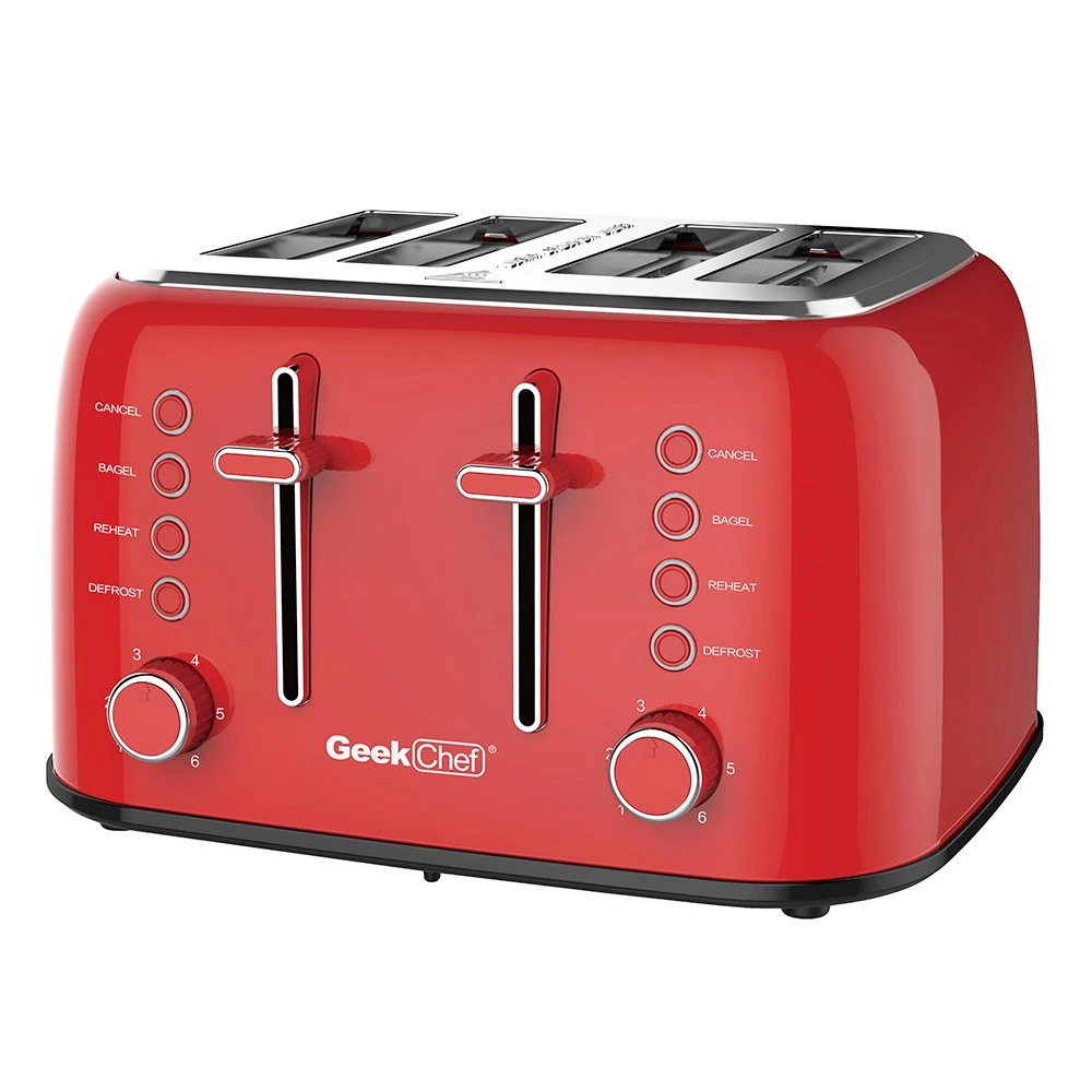 Geek Chef GTS4E Toaster 4 Slice, 1550W Stainless Steel Toaster, 1.5 Inch Extra Wide Slots, 6 Toast Shade Settings, Removable Crumb Trays - Image 2