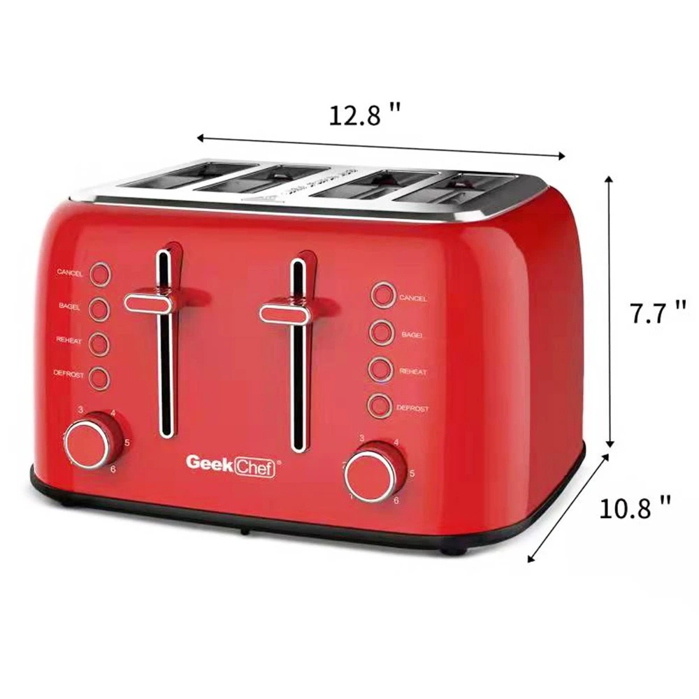 Geek Chef GTS4E Toaster 4 Slice, 1550W Stainless Steel Toaster, 1.5 Inch Extra Wide Slots, 6 Toast Shade Settings, Removable Crumb Trays - Image 6