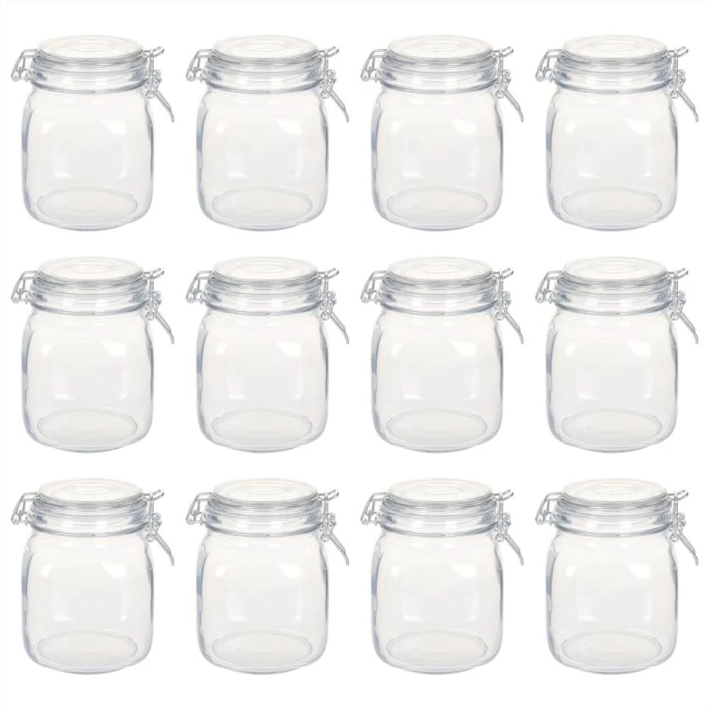 Glass Jars With Lock 12 Pcs 1 L