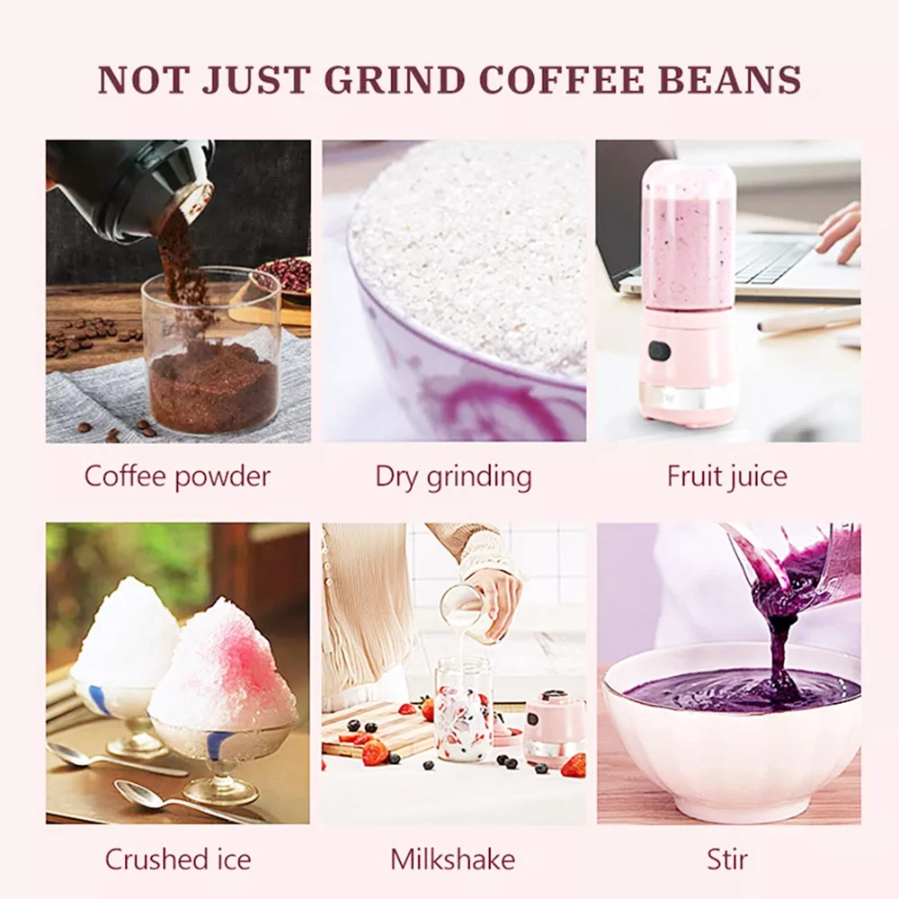 HiBREW 70W Portable Coffee Bean Grinder Blender, DC 5V USB Rechargeable Coffee Grinding Machine, 350ml Single Cup - Image 3
