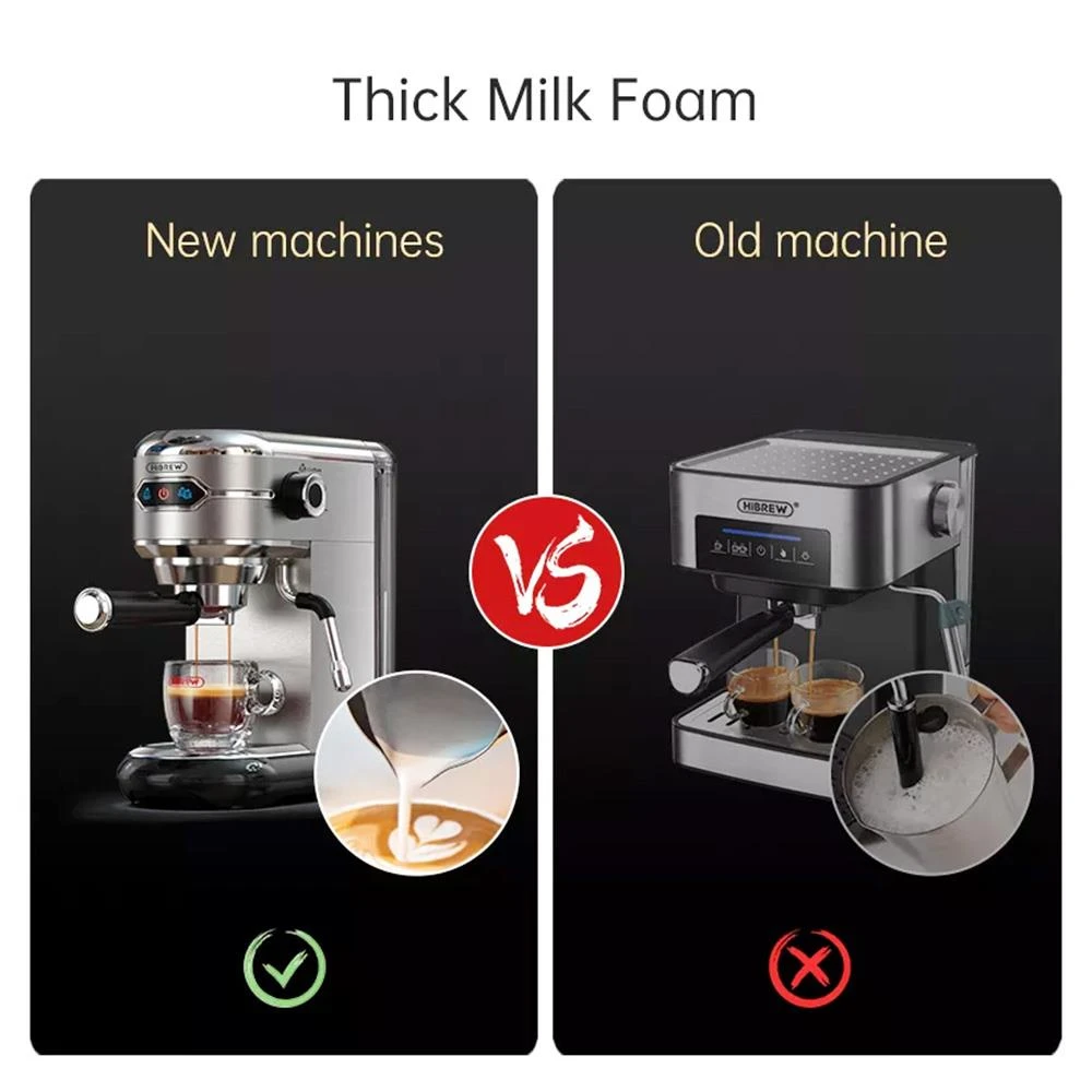 HiBREW H11 1450W Coffee Maker, 19 Bar Semi Automatic Espresso Machine, 1.1L Water Tank, ESE POD Powder Dual Use, Hot Water - Image 3