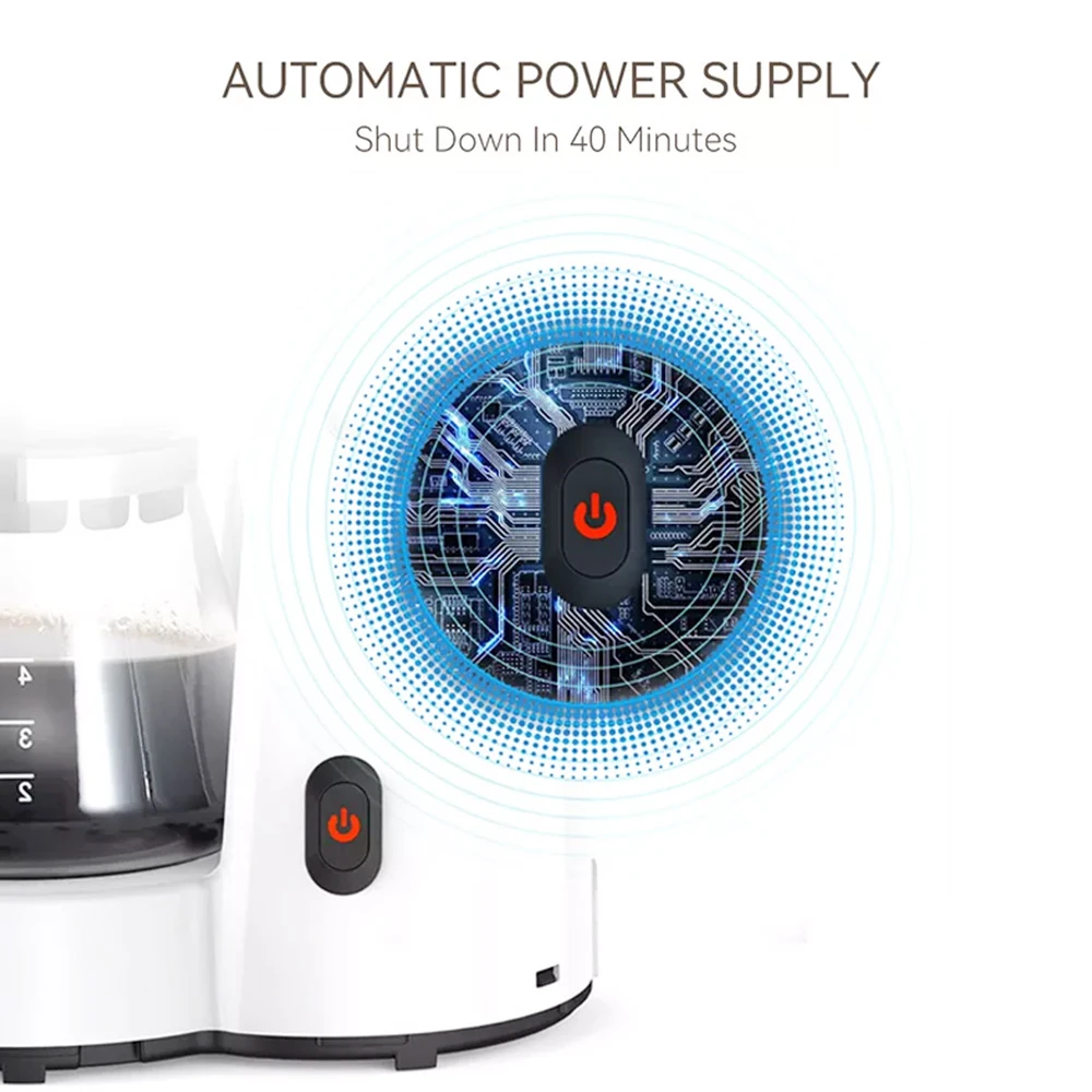 HiBREW H12 3-in-1 America Drip Coffee Machine, 700W Pour Over Tea Coffee Maker, 750ML Water Tank, Glass Teapot - White - Image 5