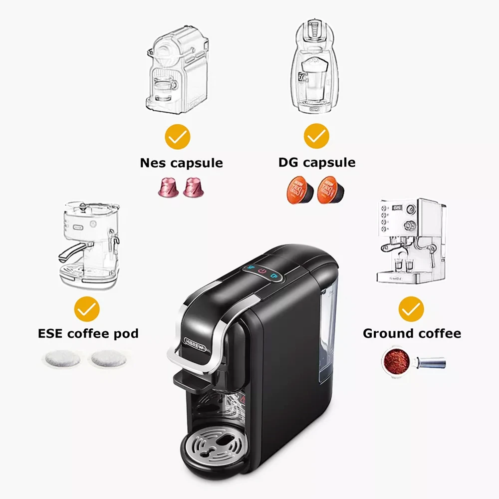 HiBREW H2A 1450W Espresso Coffee Machine, 19 Bar Extraction, Hot/Cold 4-in-1 Multiple Capsule Coffee Maker - Black - Image 2