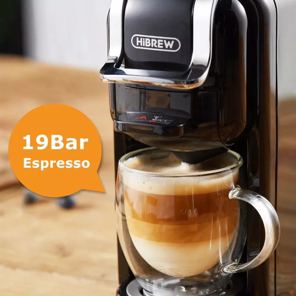 HiBREW H2A 1450W Espresso Coffee Machine, 19 Bar Extraction, Hot/Cold 4-in-1 Multiple Capsule Coffee Maker - Black - Image 4