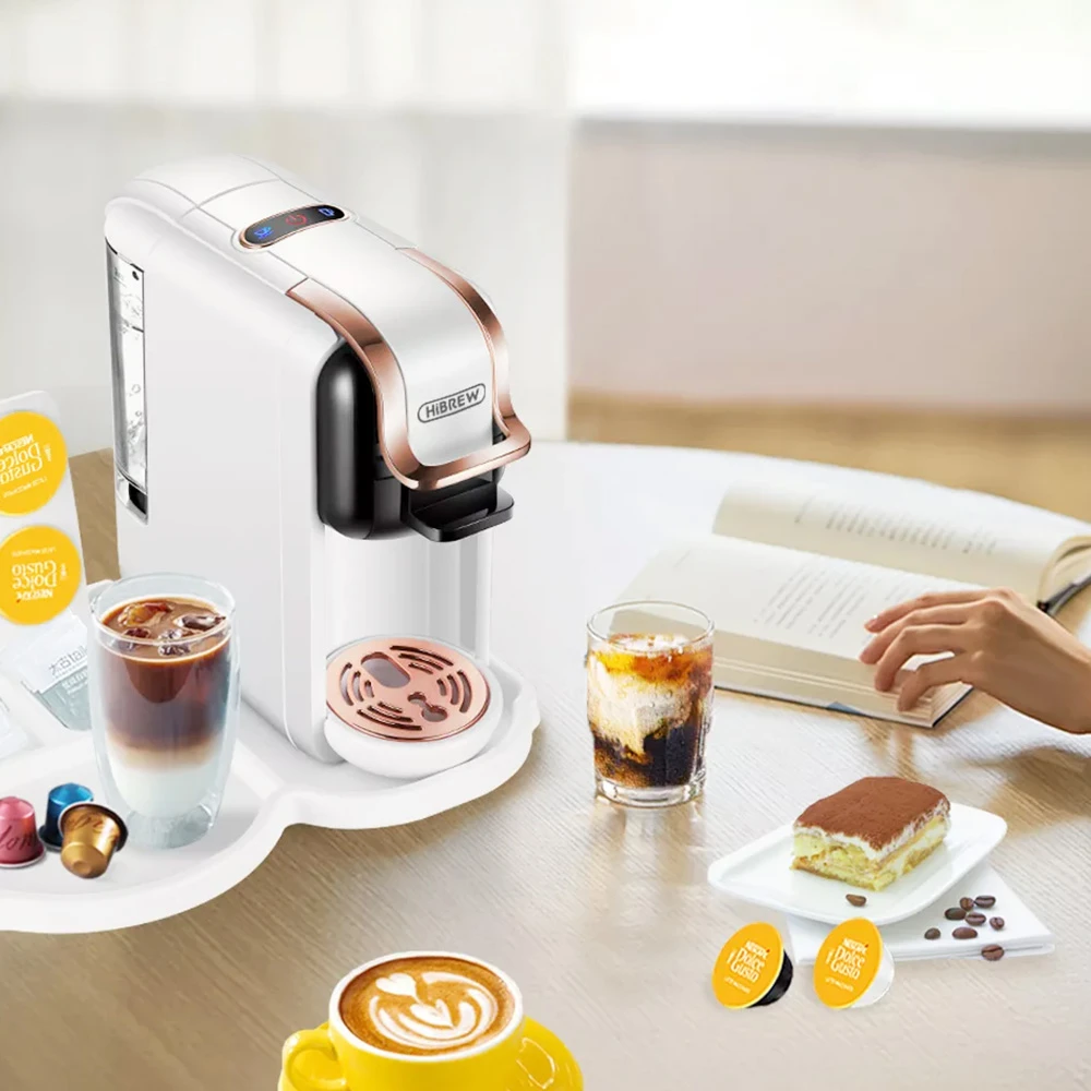 HiBREW H2A 1450W Espresso Coffee Machine, 19 Bar Extraction, Hot/Cold 4-in-1 Multiple Capsule Coffee Maker - White - Image 5
