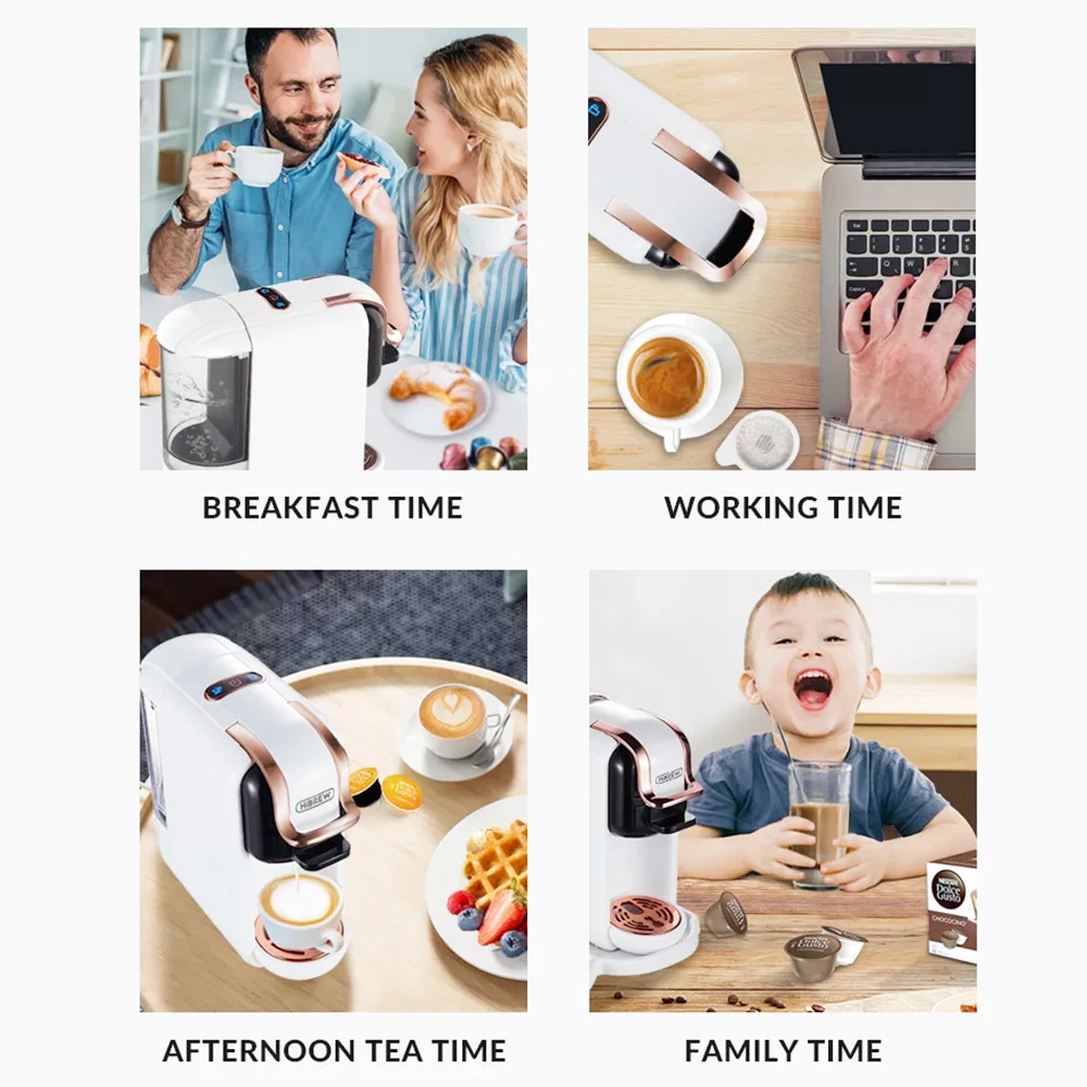 HiBREW H2A 1450W Espresso Coffee Machine, 19 Bar Extraction, Hot/Cold 4-in-1 Multiple Capsule Coffee Maker - White - Image 6