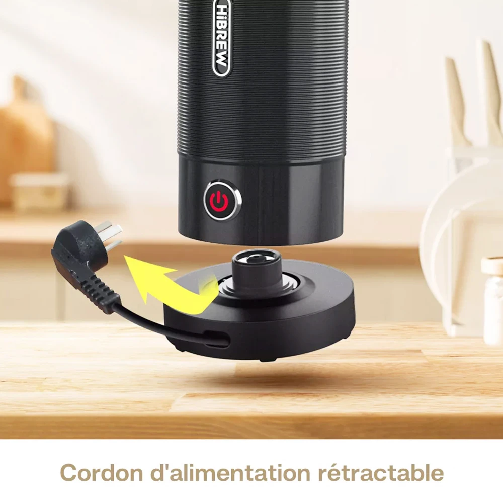 HiBREW M1A 450W Milk Frother Foaming Machine, Chocolate Mixer Cold/Hot Latte Cappuccino, Fully Auto Milk Warmer - Black - Image 6