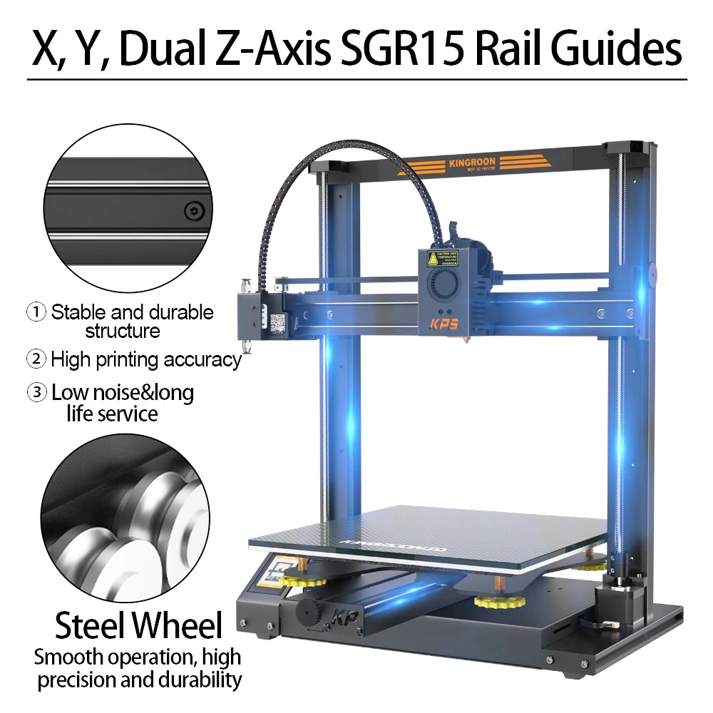 KINGROON KP5L 3D Printer, Titan Extruder, Dual-axis Linear Guide Rails, TMC2225 32-bit Silent Mainboard, Easy Assembly, Filament Detection Sensor, 300x300x330mm - Image 4