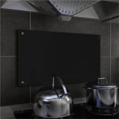 Kitchen Backsplash Black 70x40 Cm Tempered Glass