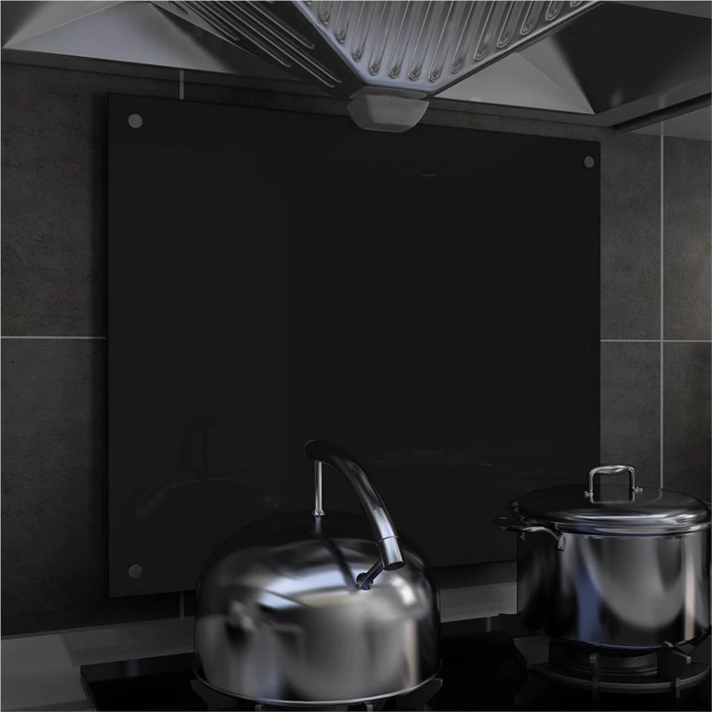 Kitchen Backsplash Black 70x60 Cm Tempered Glass
