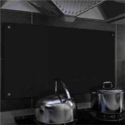 Kitchen Backsplash Black 90x50 Cm Tempered Glass