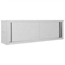 Kitchen Wall Cabinet With Sliding Doors 150x40x50 Cm Stainless Steel