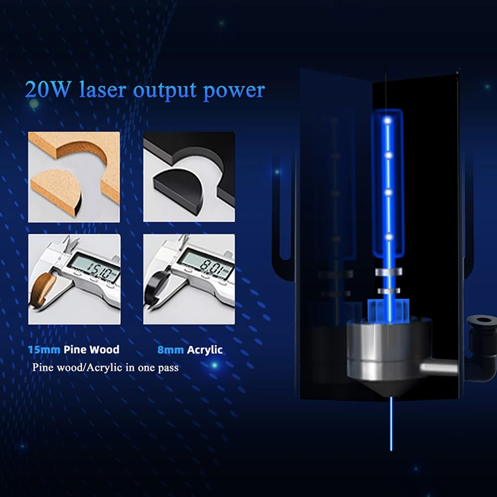 LONGER RAY5 20W Laser Engraver Cutter, Fixed Focus, 0.08*0.1mm Laser Spot, Color Touchscreen, 32-Bit Chipset, Support APP Connection, Working Area 375*375mm - Image 4
