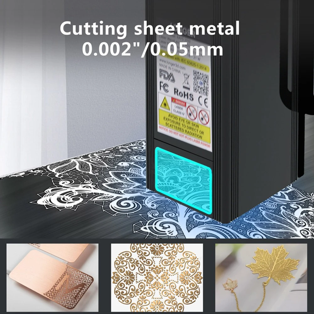 LONGER RAY5 20W Laser Engraver Cutter, Fixed Focus, 0.08*0.1mm Laser Spot, Color Touchscreen, 32-Bit Chipset, Support APP Connection, Working Area 375*375mm - Image 6