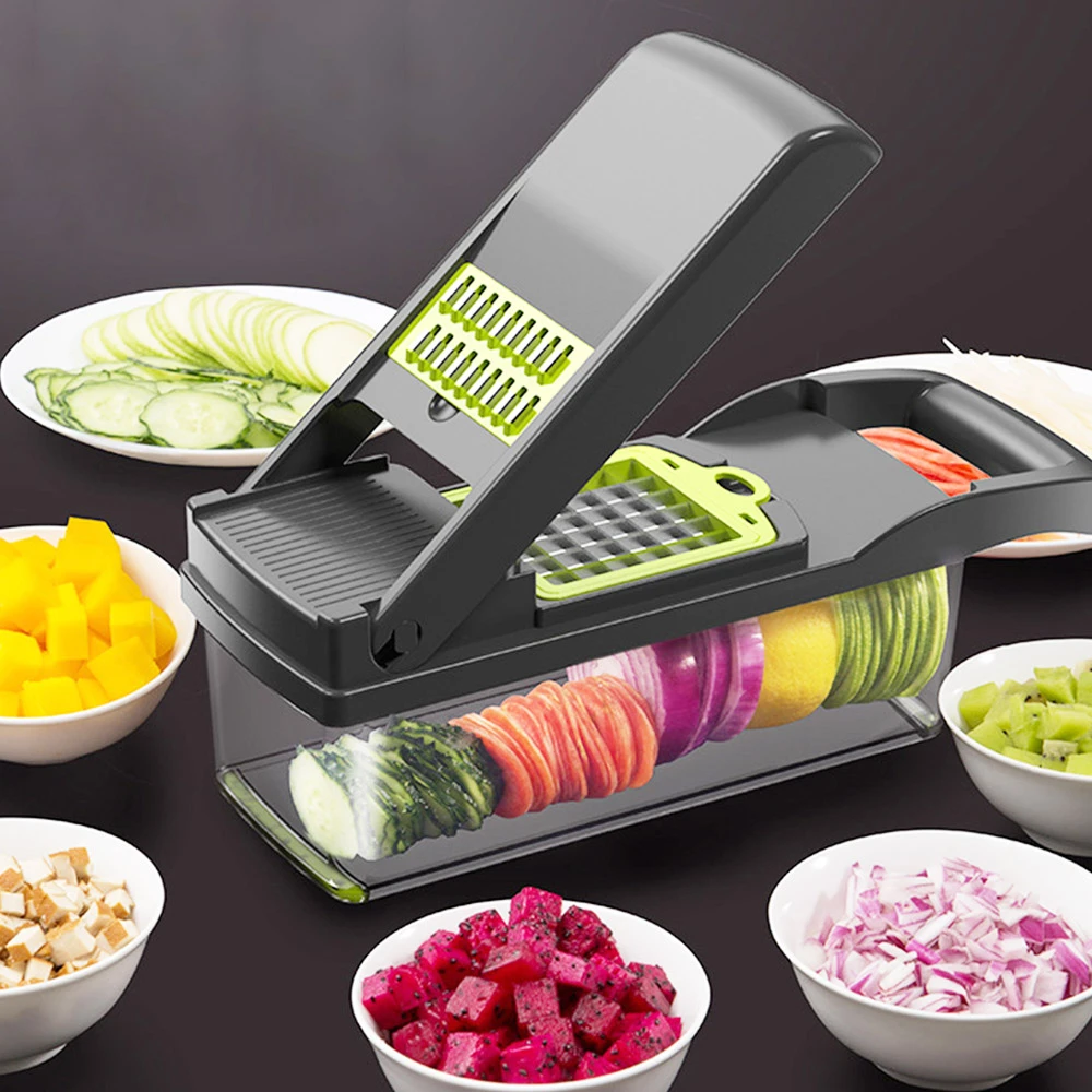 Multi-Function House-Hold Seven-Blade Dicing And Slicing Slicer - Blue - Image 3