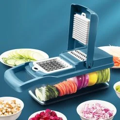 Multi-Function House-Hold Six-Blade Dicing And Slicing Slicer - Blue