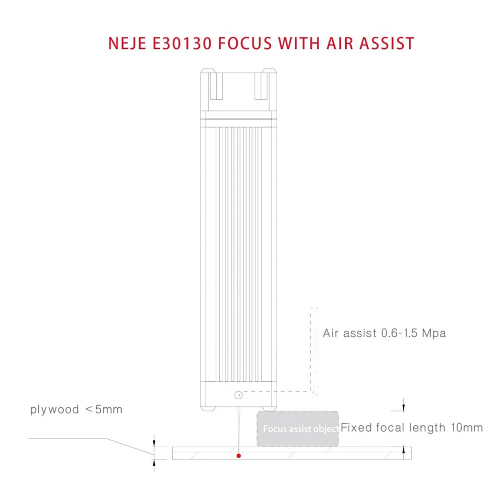 NEJE E30130 5.5-7.5W Laser Module Kit 2, Built-in Air Assist, 0.06*0.06mm Focus Spot, 20mm Fixed Focus - Image 3