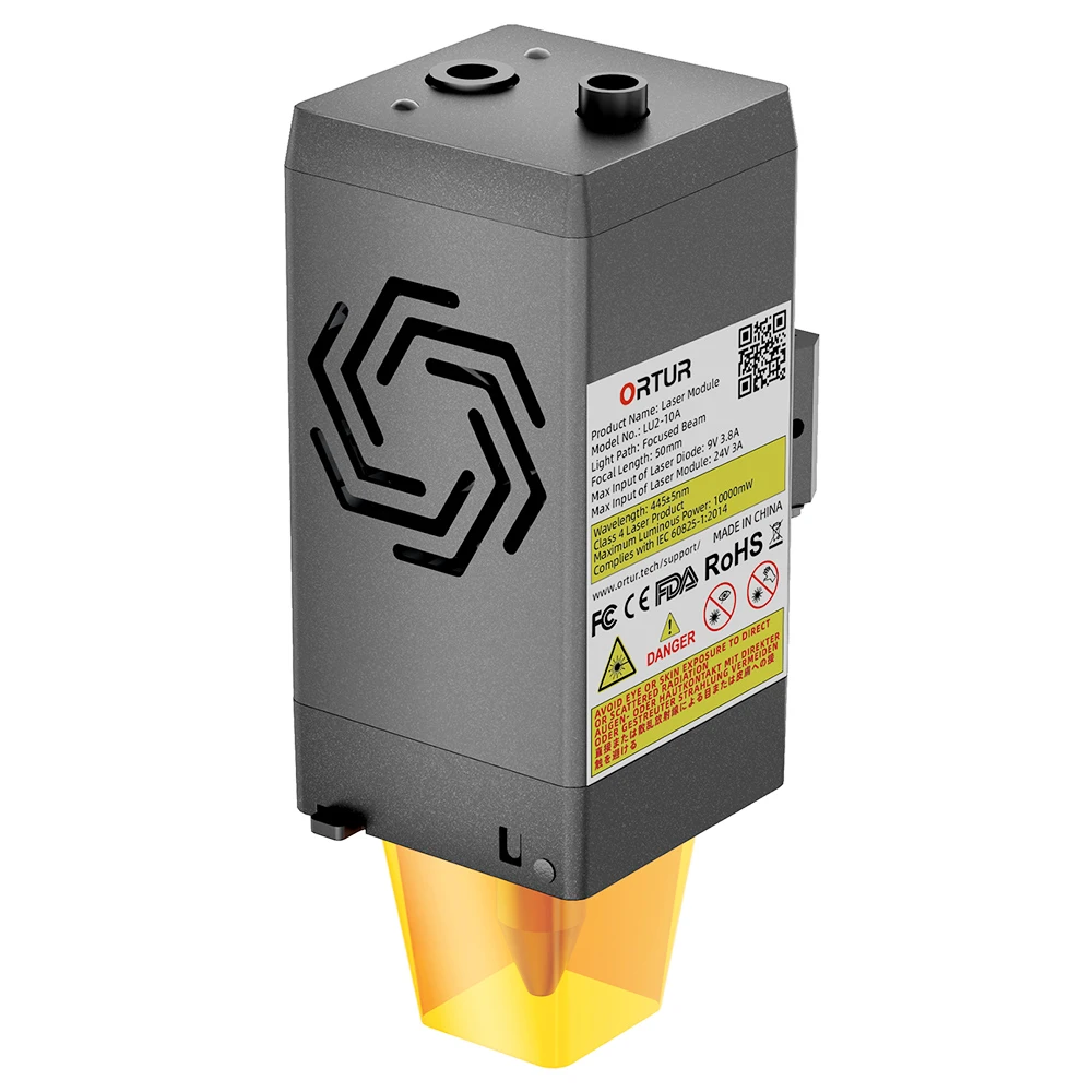 ORTUR LU2-10A 10W Laser Module, 0.07*0.06mm Compressed Spot, Fixed Focus, Air Assist Interface - Image 2